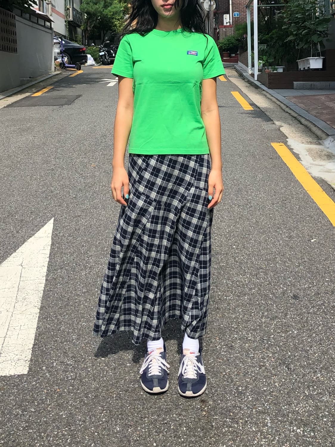 JPN 하모니카 빈티지 블루 체크스커트 상품이미지4