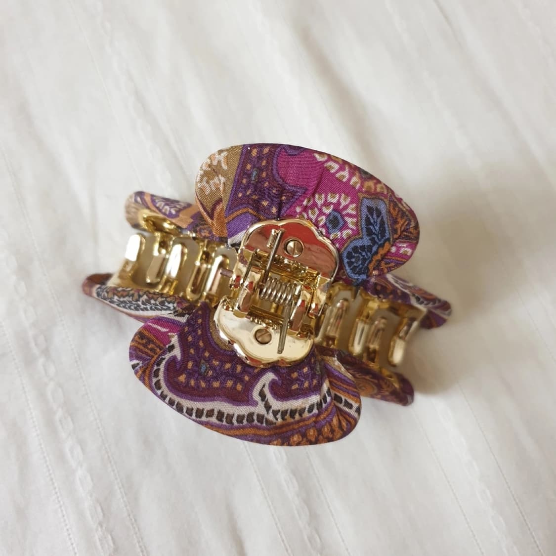 명품 ETRO 에트로 프로푸미 실크 바이올렛 페이즐리 집게핀 상품이미지5