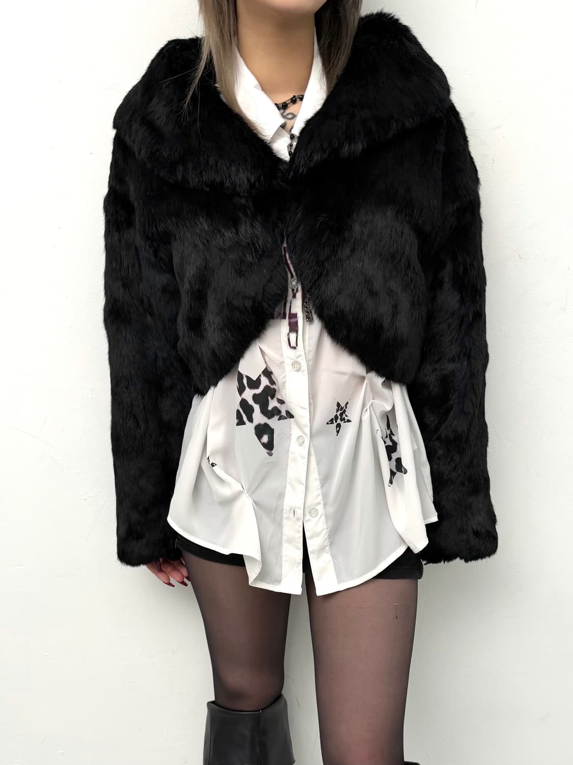 블랙 볼레로 토끼 퍼 자켓 상품이미지2