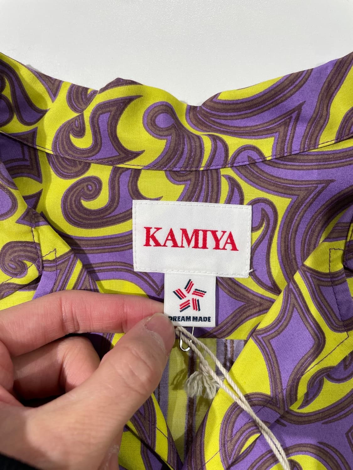 카미야 퍼플 옐로우 싱글 포켓 모노그램 레이온 셔츠 상품이미지7