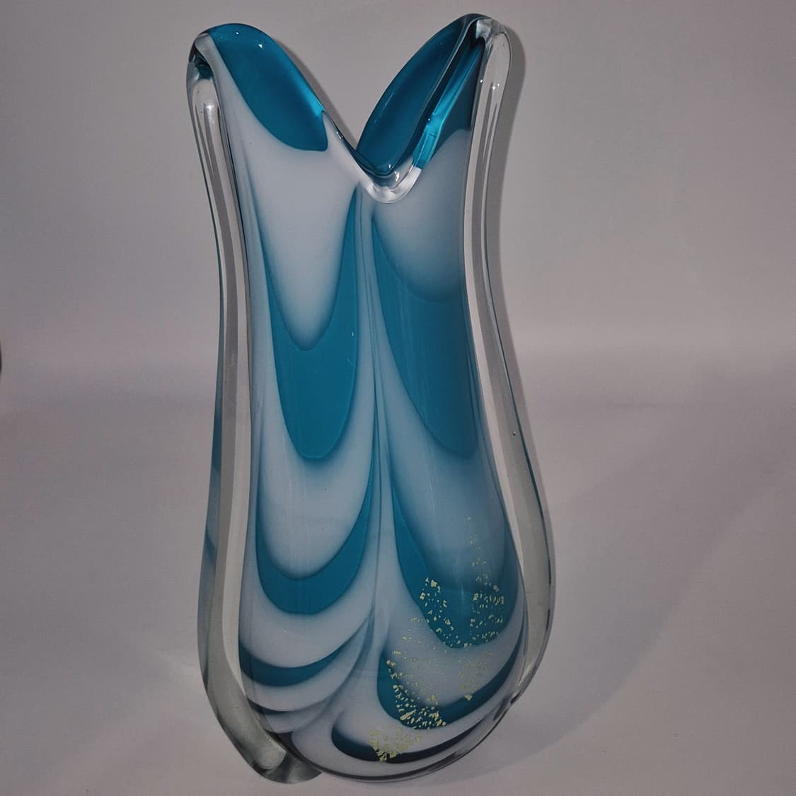 70s 카메이 핸드블로운 아쿠아 돌고래 대형 화병 상품이미지10