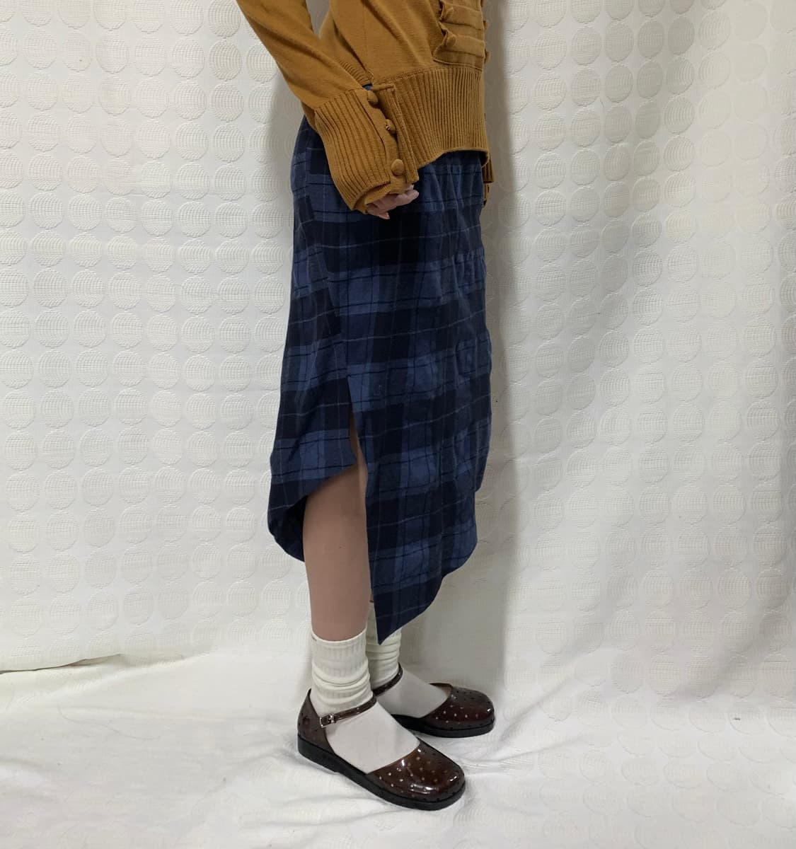 viviennewestwood 체크 울 비대칭 스커트 상품이미지2