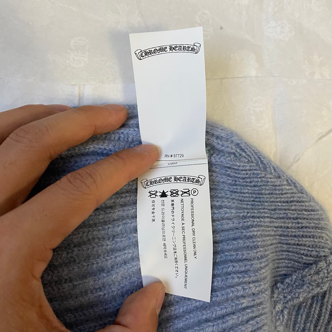 [Free] 크롬하츠 빅 대디 캐시미어 비니 라이트 블루 화이트 상품이미지5