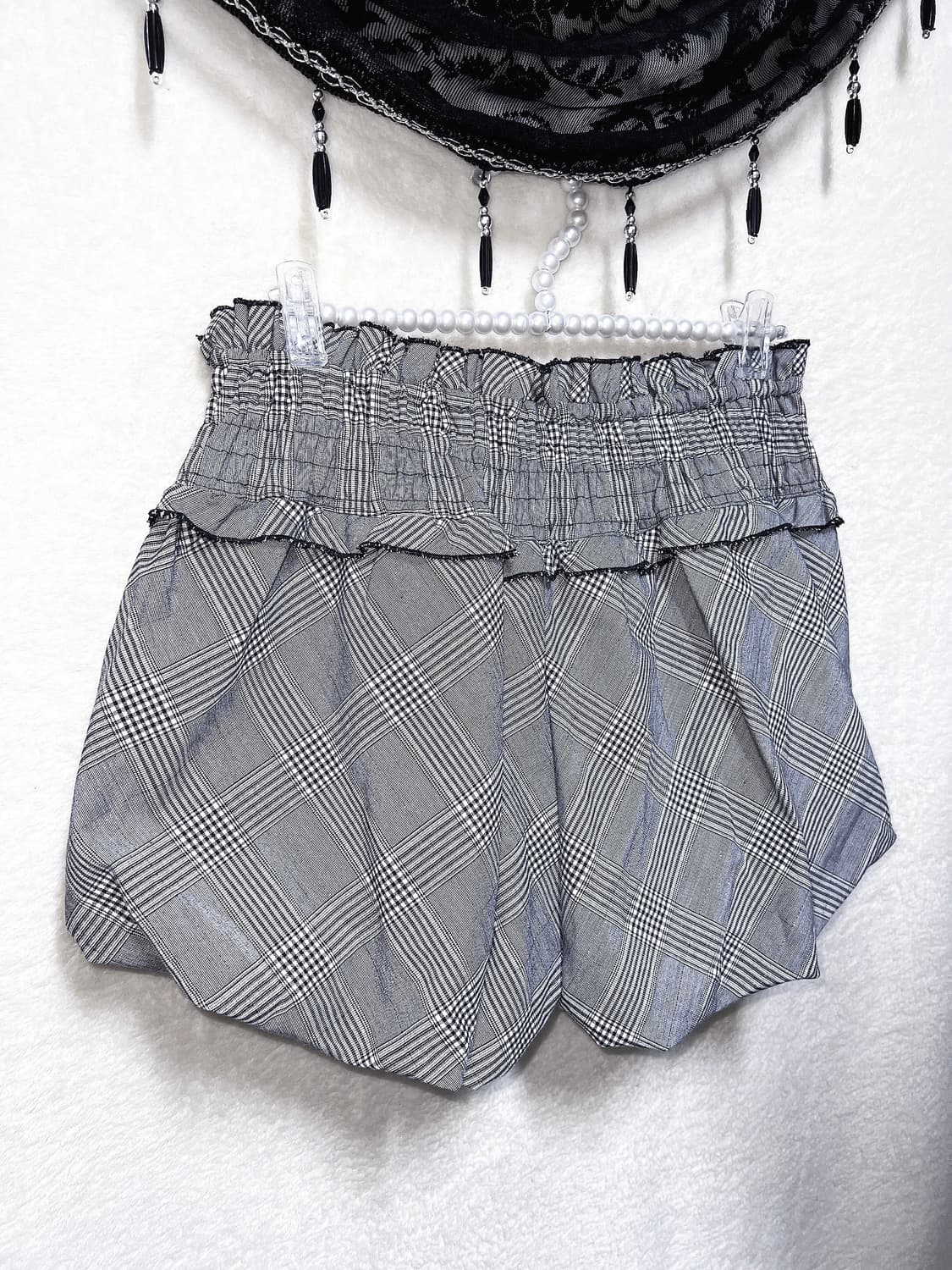 트랄라라 체크 레이스 호박 펌킨 벌룬 큐롯 숏팬츠 헤이세이핀터 갸루 고스 상품이미지5