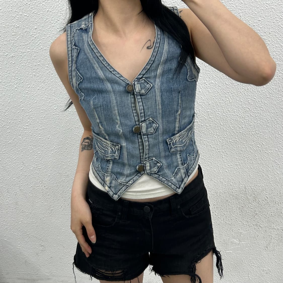 00's 로빈슨 진 볼륨 엔젤 연청 베스트 상품이미지1