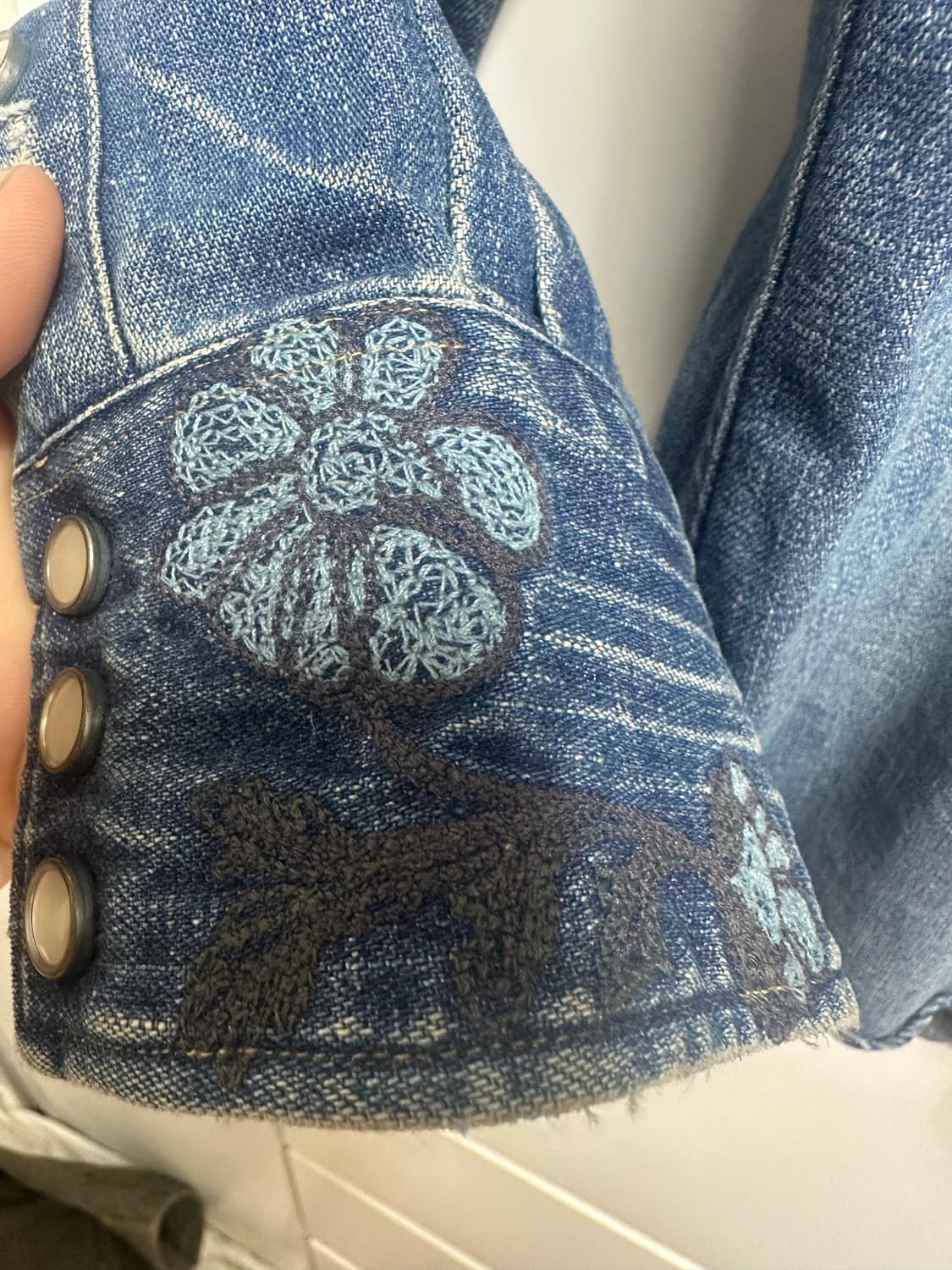 RRL 익스클루시브 꽃무늬 자수 데님 웨스턴 셔츠 S 상품이미지3