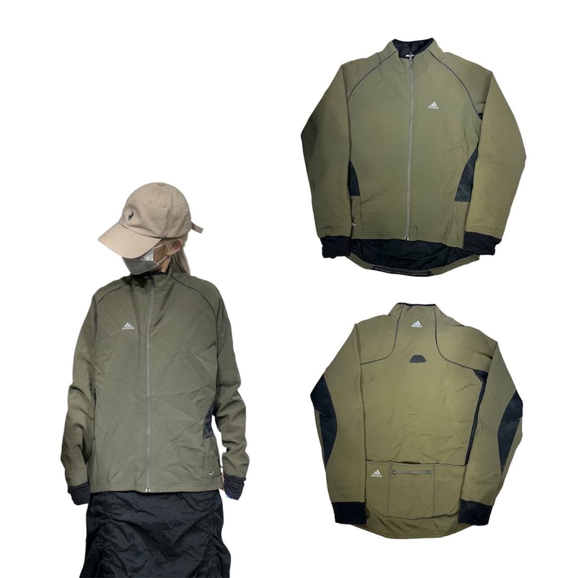 00s 아디다스 카키 블랙 바람막이 자켓 M 상품이미지1