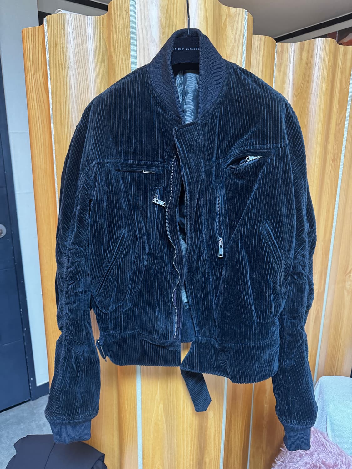 하이더 아커만 15FW 블랙 벨벳 코듀로이 바이커 봄버 상품이미지1