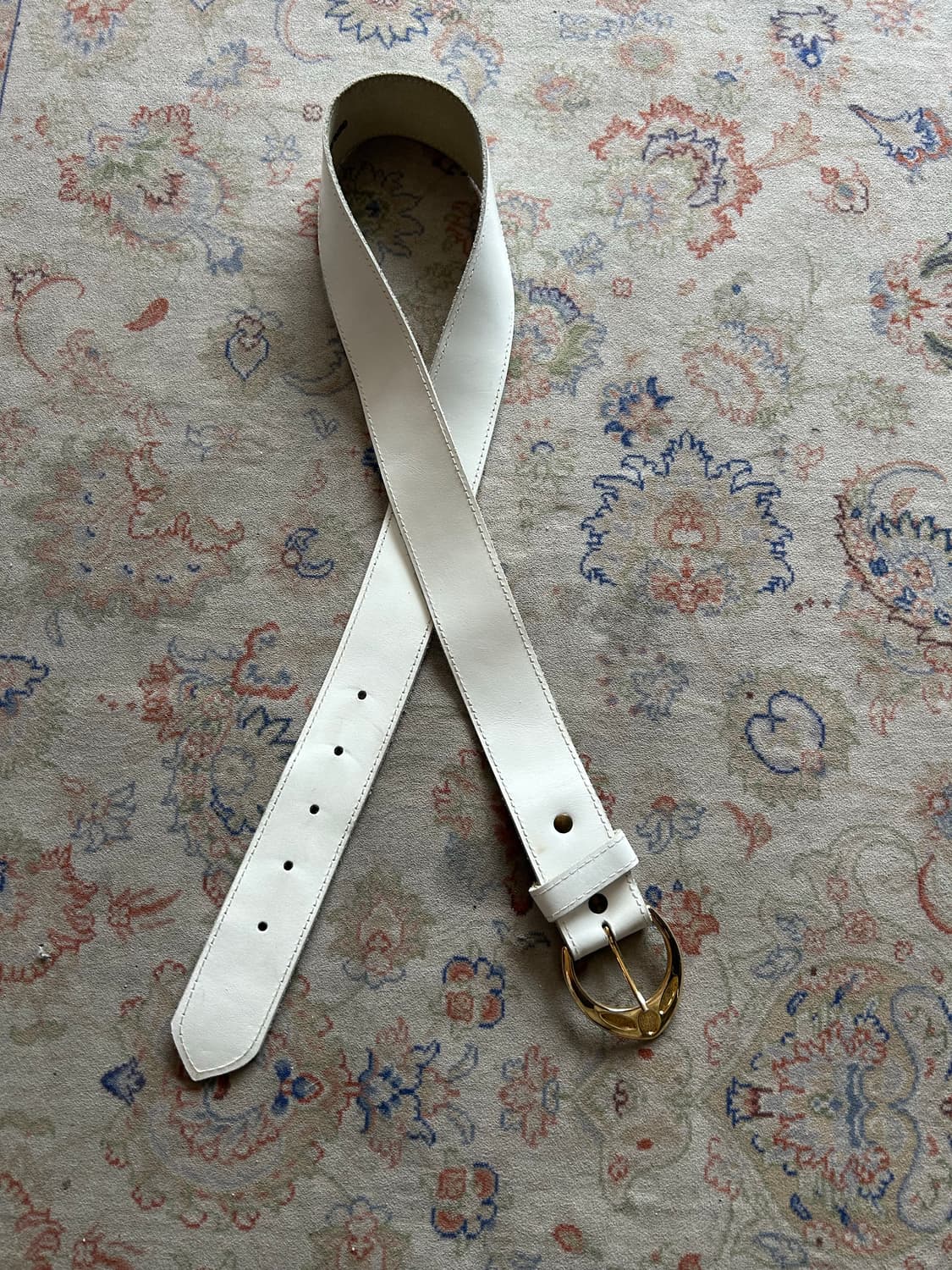 Vintage white leather belt 상품이미지2