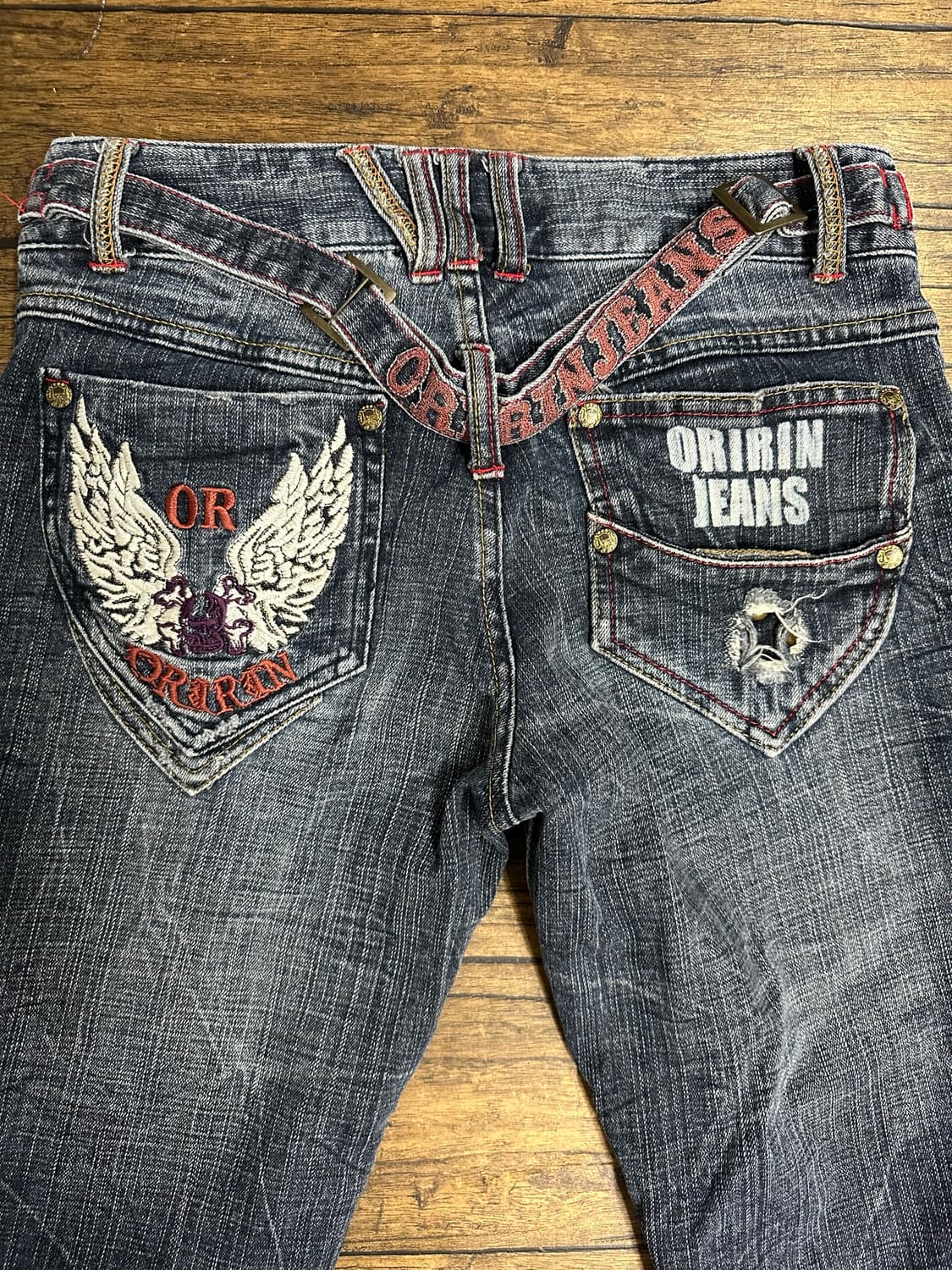 오리린 진스 ORIRIN JEANS Y2K 윙자수 크롭데님 팬츠 일본팬츠 상품이미지1