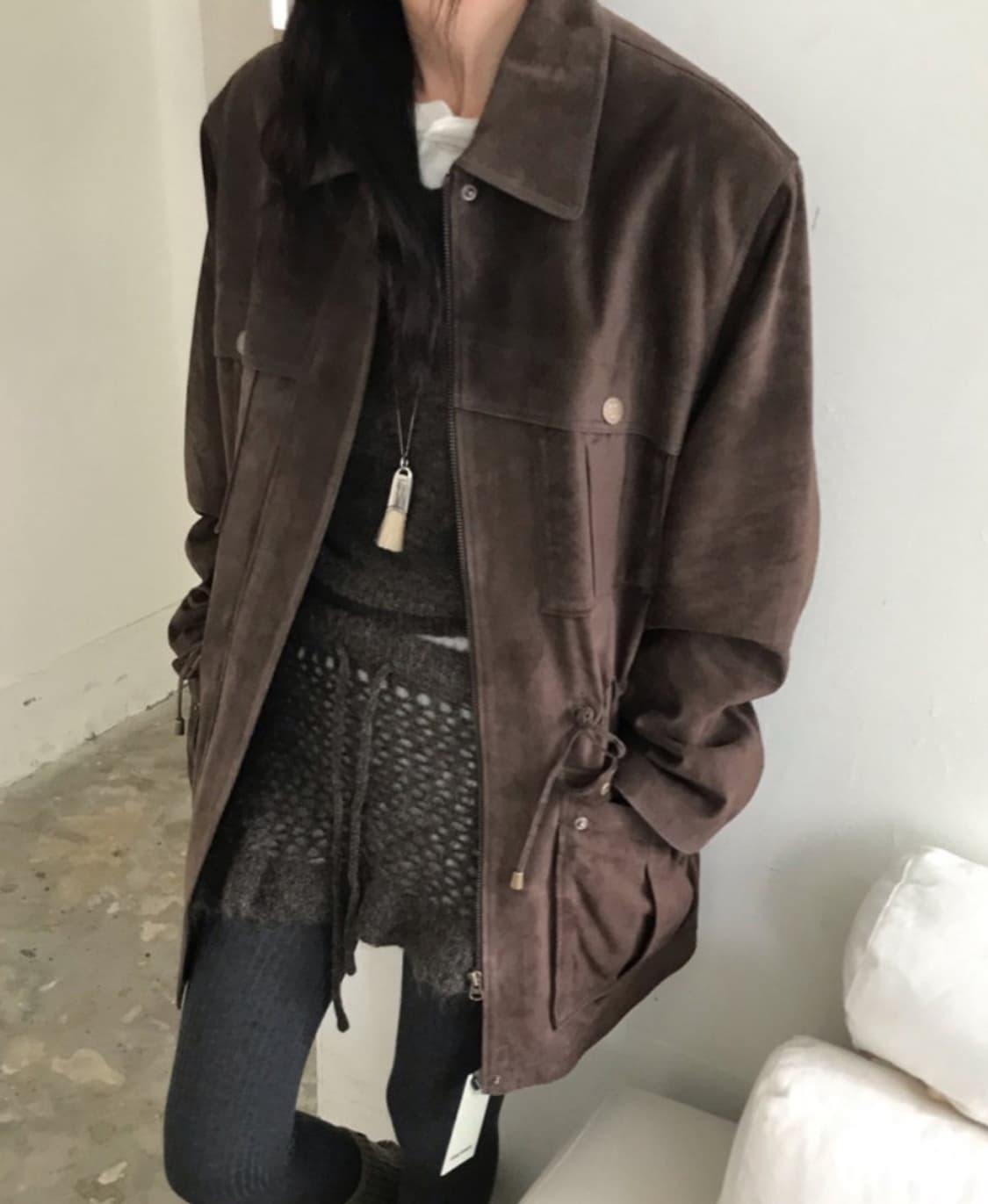 위아 루이돈피레더자켓 브라운 판매해요 상품이미지1
