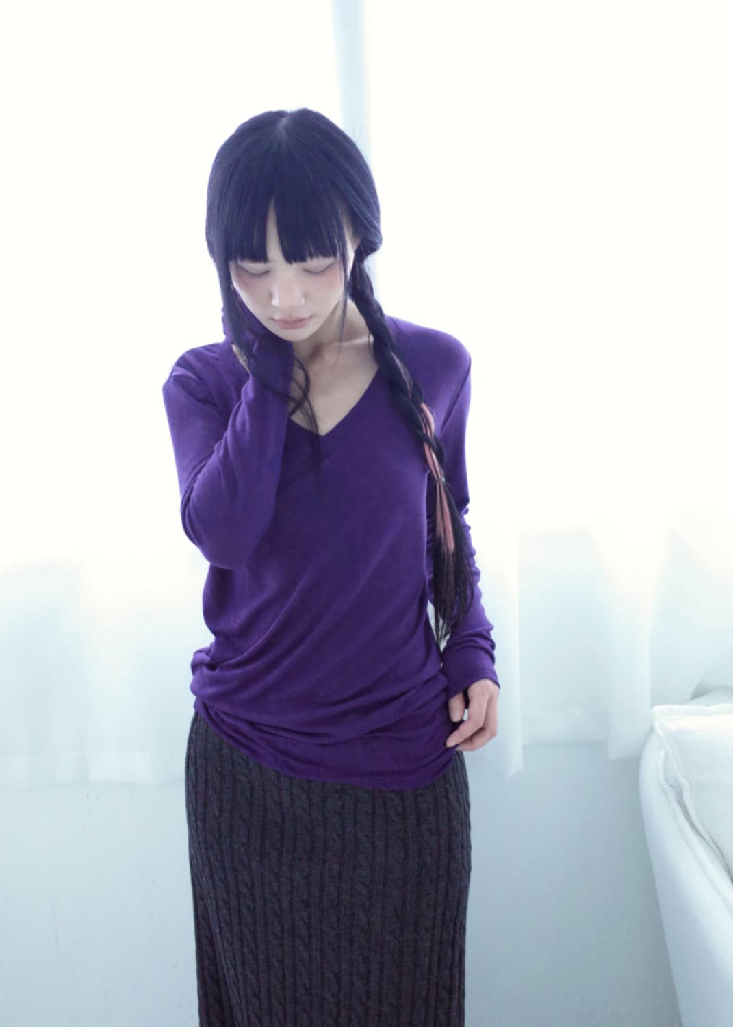 베이비랩 sheer v neck 티셔츠 바이올렛 상품이미지3