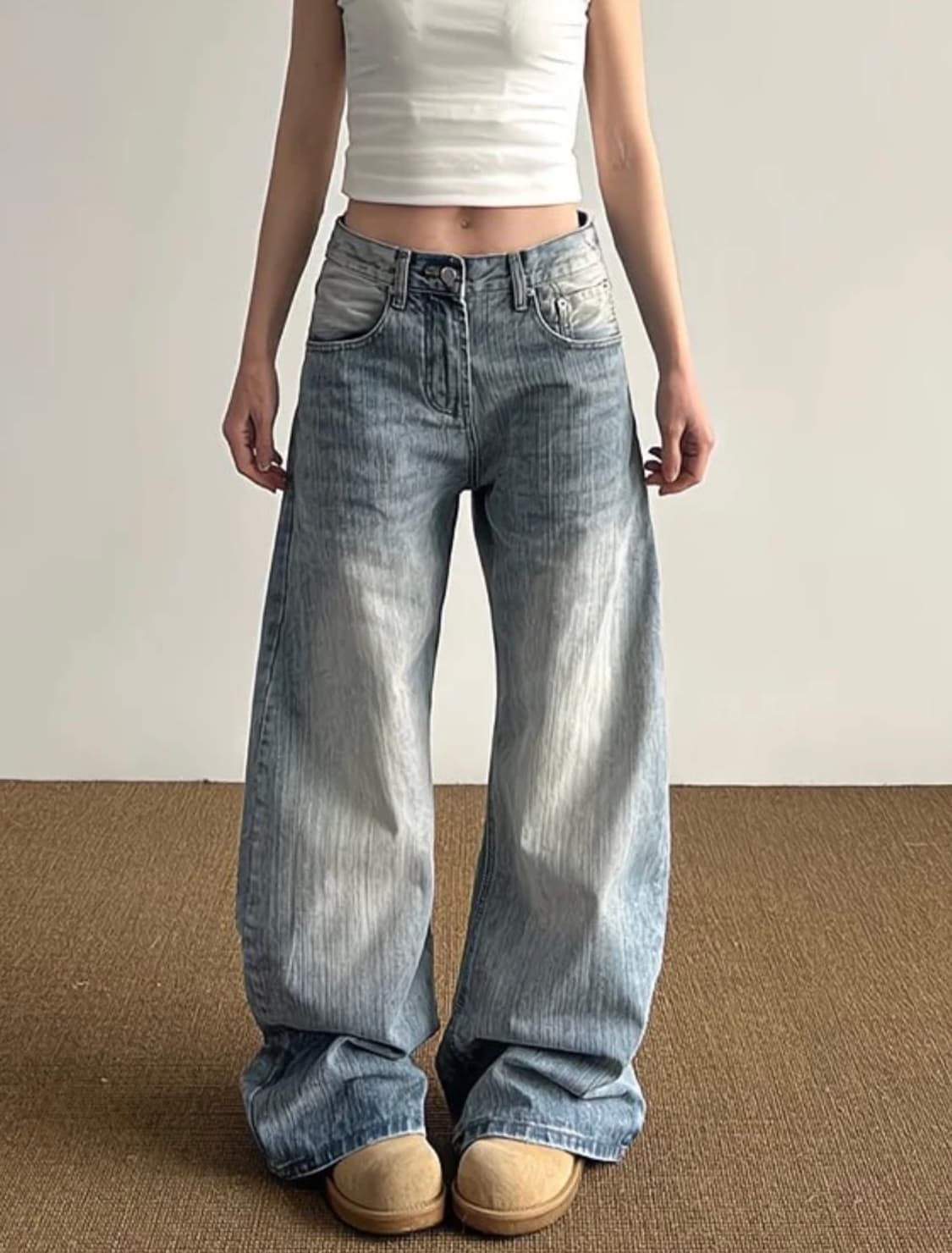 새상품) 빈티지 워싱 와이드 데님 상품이미지1