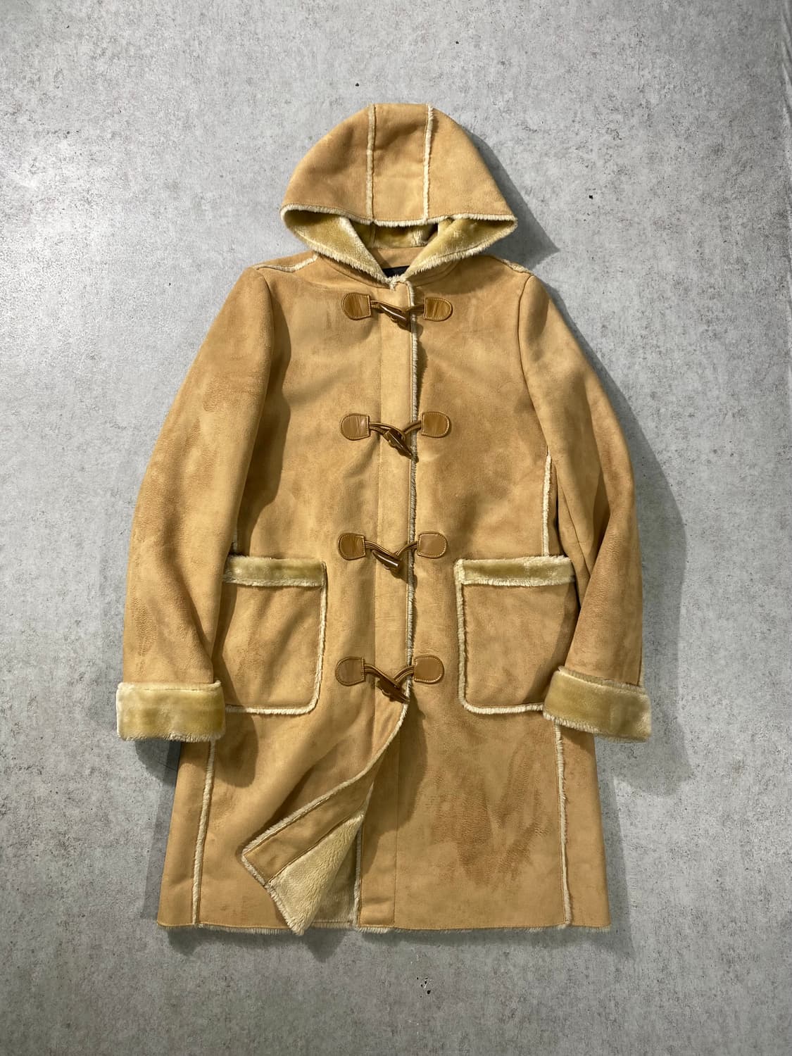 [90-95] 90-00s VELARDI 시어링 후드 더플코트 상품이미지1