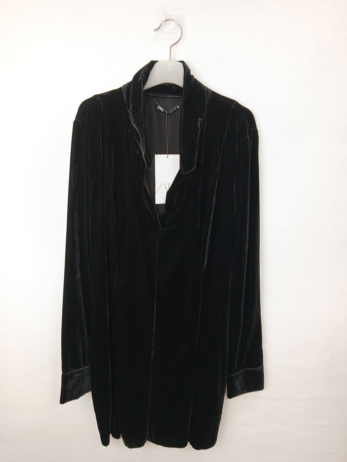 ZARA 벨벳 블랙 원피스 (XL) 100 L 77-88 새제품 상품이미지1