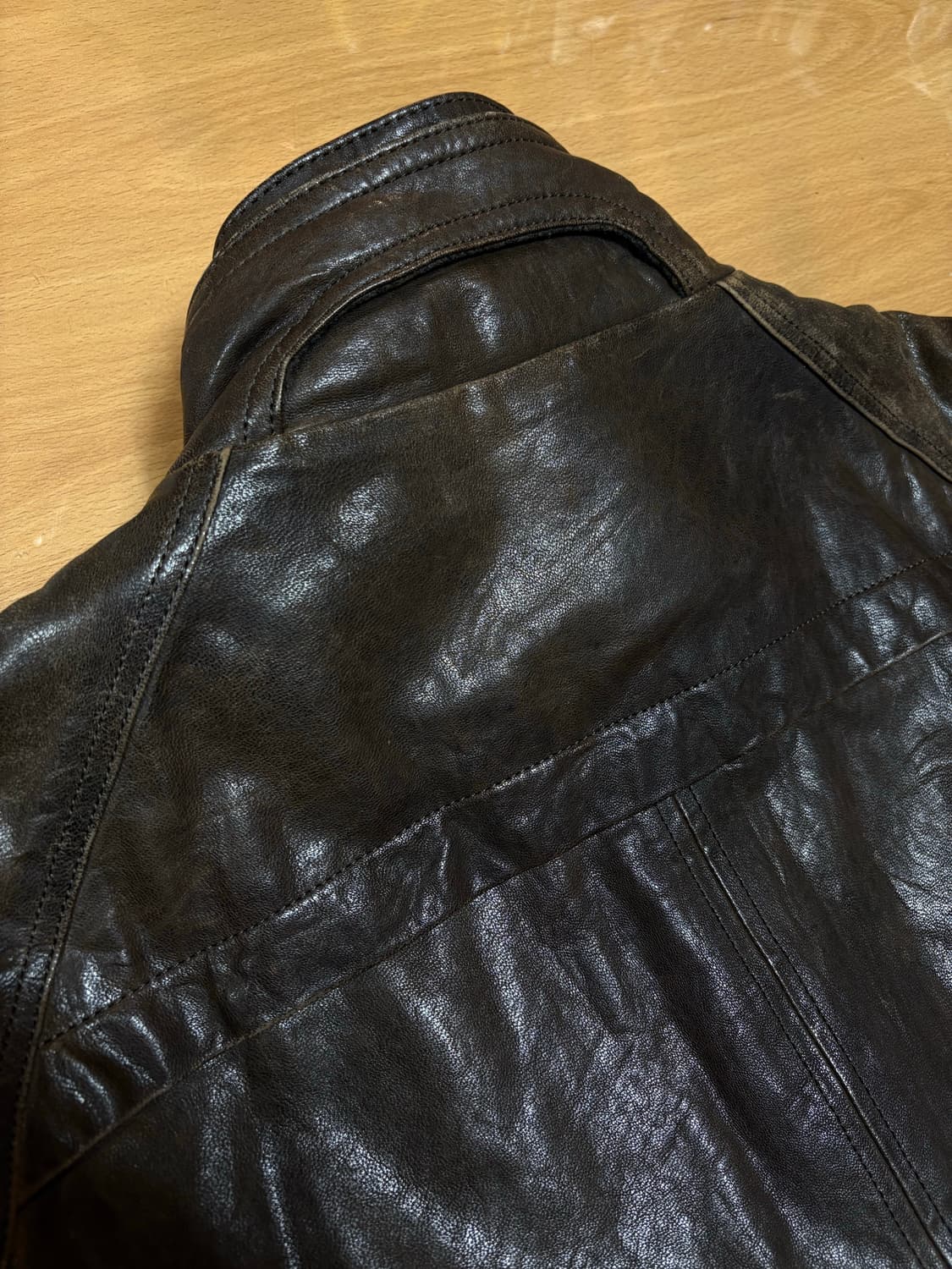 Ziozia 다크 브라운 가죽자켓 상품이미지9