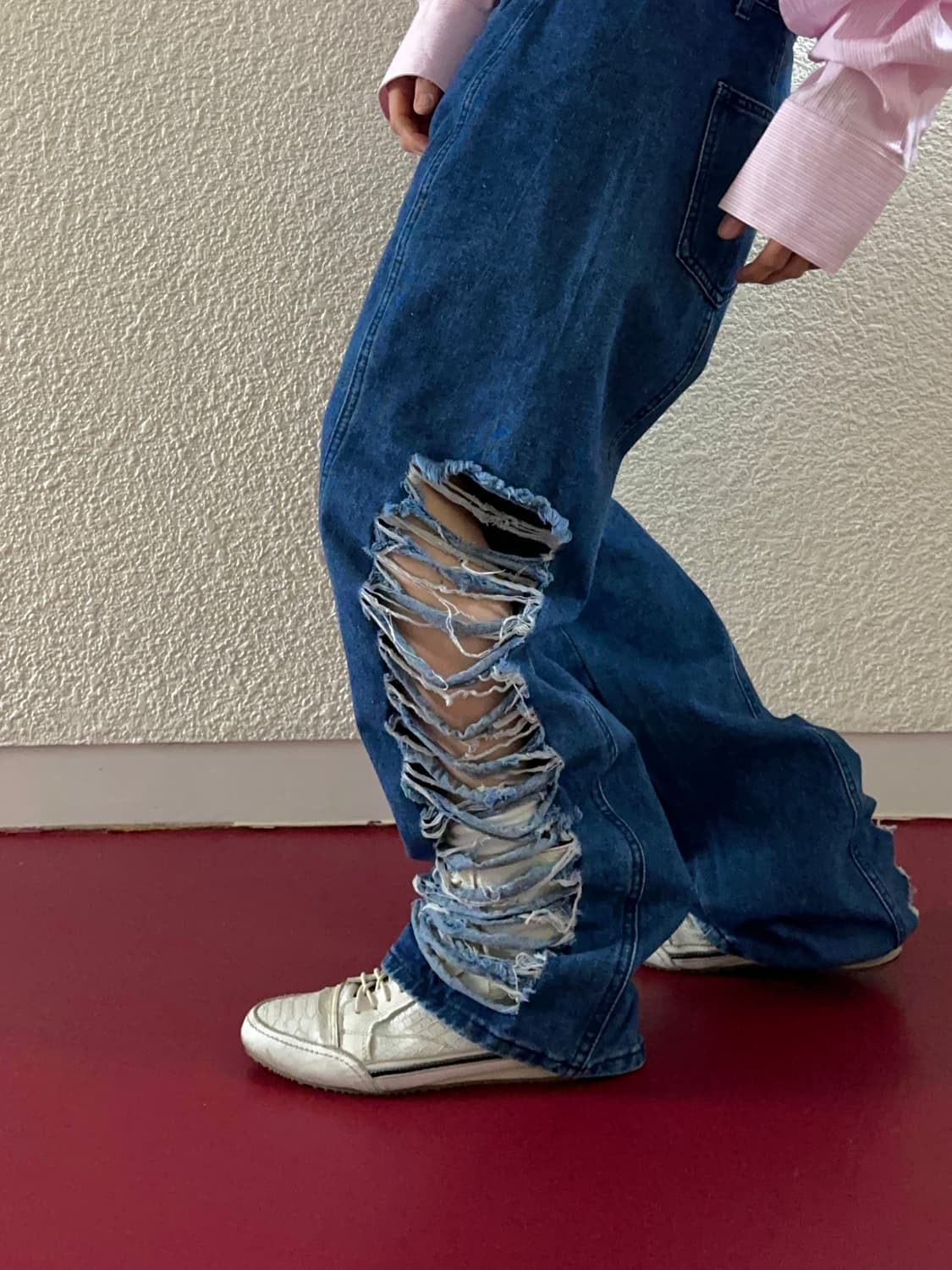 사이드 리프드 와이드 진 상품이미지1