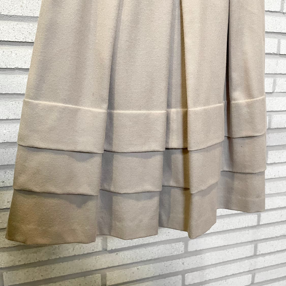 JPN VINTAGE 미디 스커트 플리츠 캉캉 디테일 베이지 상품이미지5