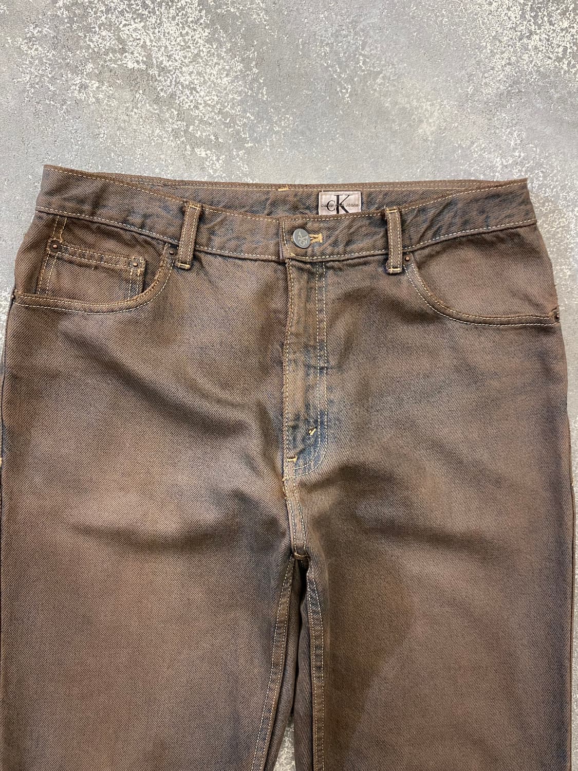 [31] 90-00s CK 캘빈클라인 브라원 워시드 레귤러핏 데님팬츠 상품이미지2