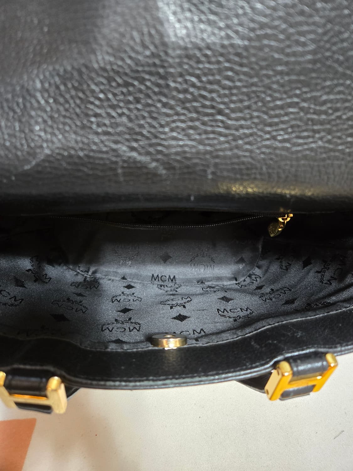 MCM 블랙 가죽 버킷백 토트백 빈티지 상품이미지8