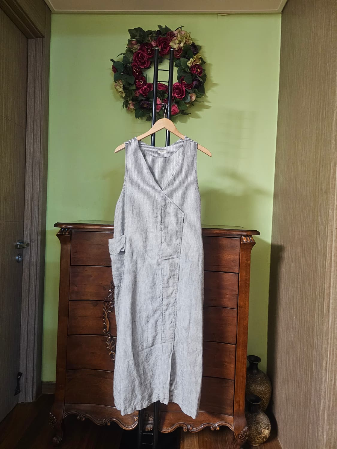 샤밀 린넨100% 오버롤 원피스 상품이미지2