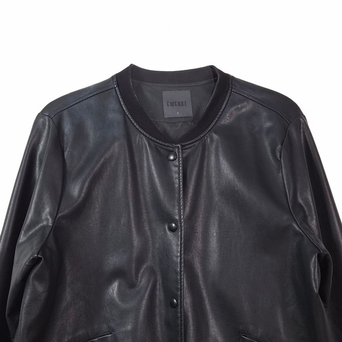 CMCUBE 미니멀 노카라 레더 블루종 자켓 F 상품이미지3