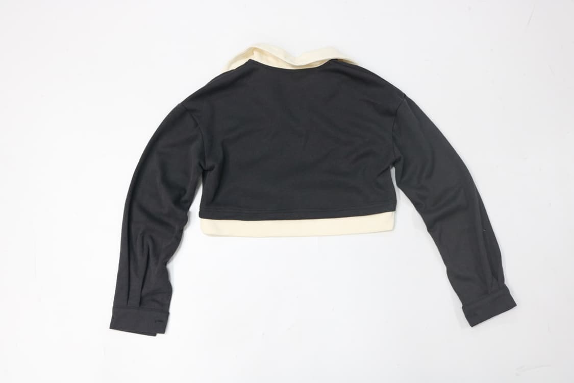 DAZY 데이지 배색 칼라 크롭 골지 티셔츠 상품이미지7