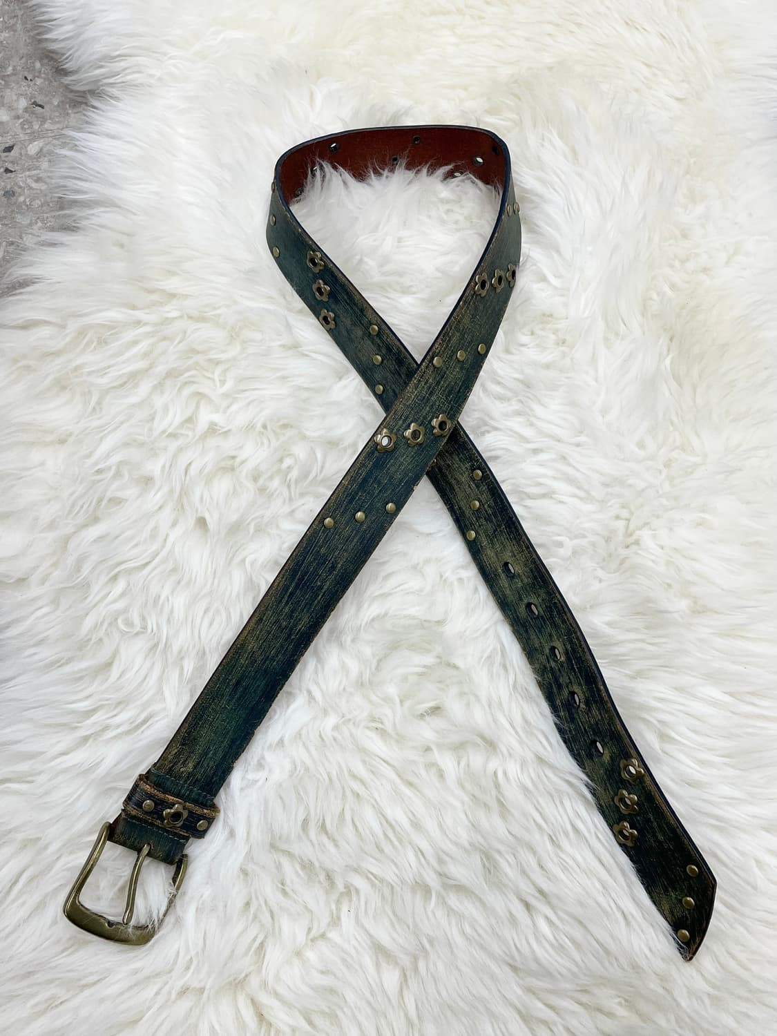 리얼레더 오리엔탈 워싱 스터드 버클 벨트 상품이미지1