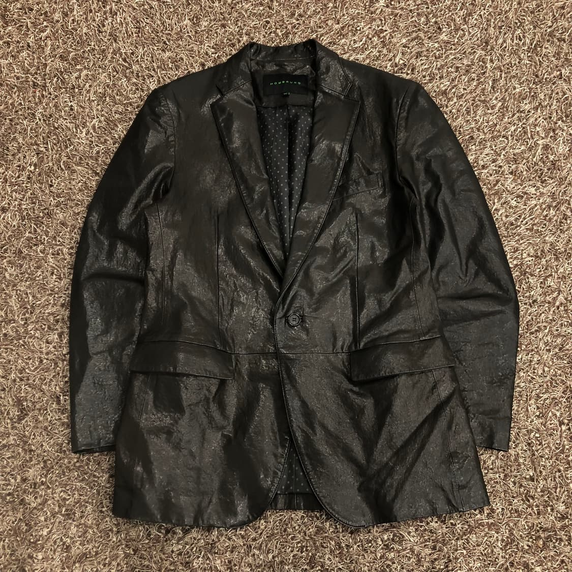 옴브루노 양가죽 원 버튼 가죽 레더 블레이저 자켓 상품이미지1