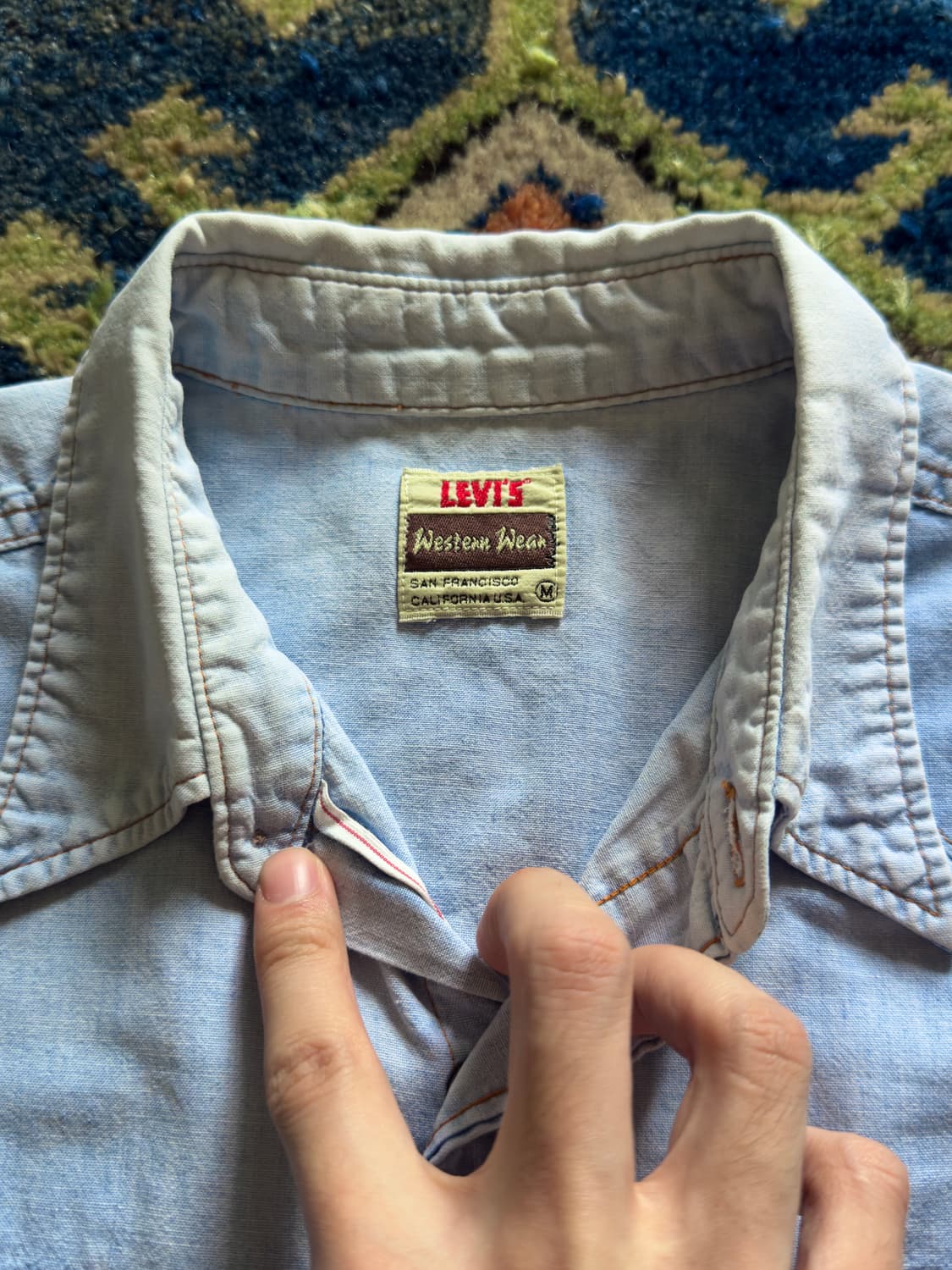 90s Levi's 웨스턴 샴브레이 셀비지 셔츠 상품이미지10