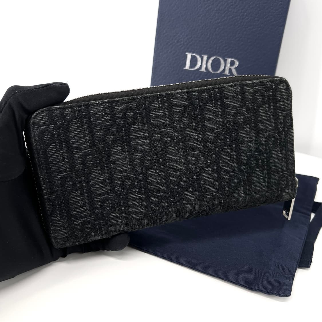 디올 오블리크 자카드 지퍼돌이 장지갑 블랙 상품이미지4