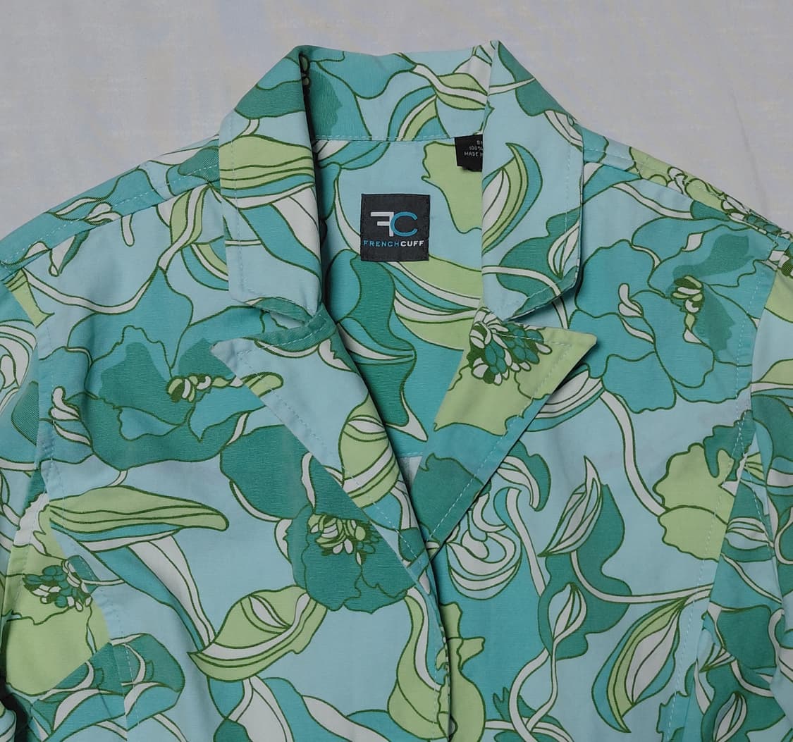 [S] 프렌치 커프(French Cuff) 민트 플로럴 코튼 자켓 상품이미지3
