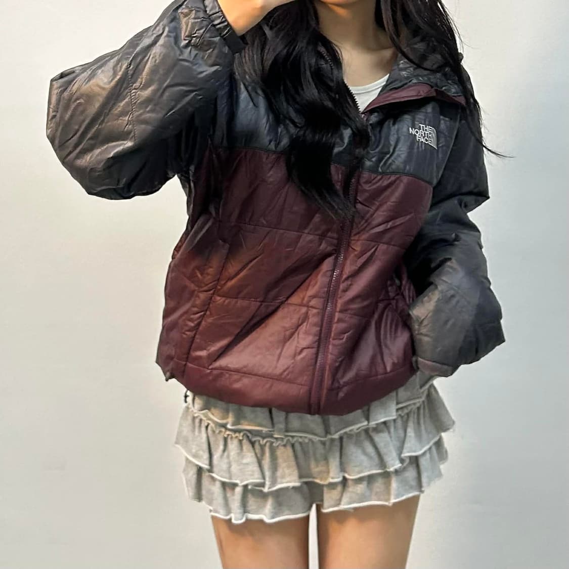 노스페이스 배색 경량 후드 패딩 자켓 점퍼(100) 상품이미지1