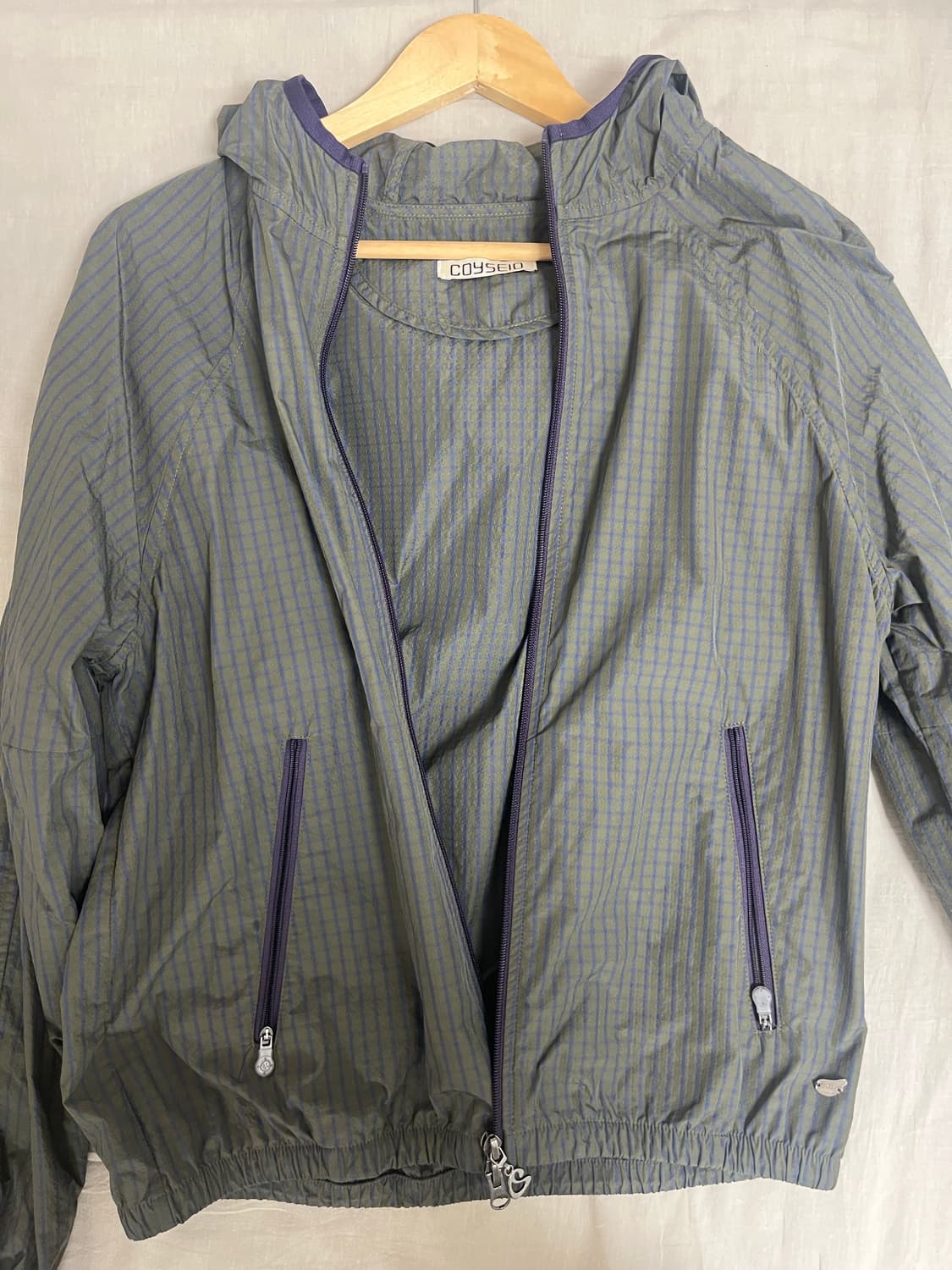 코이세이오 체크 윈드브레이커 머드 카키 상품이미지2