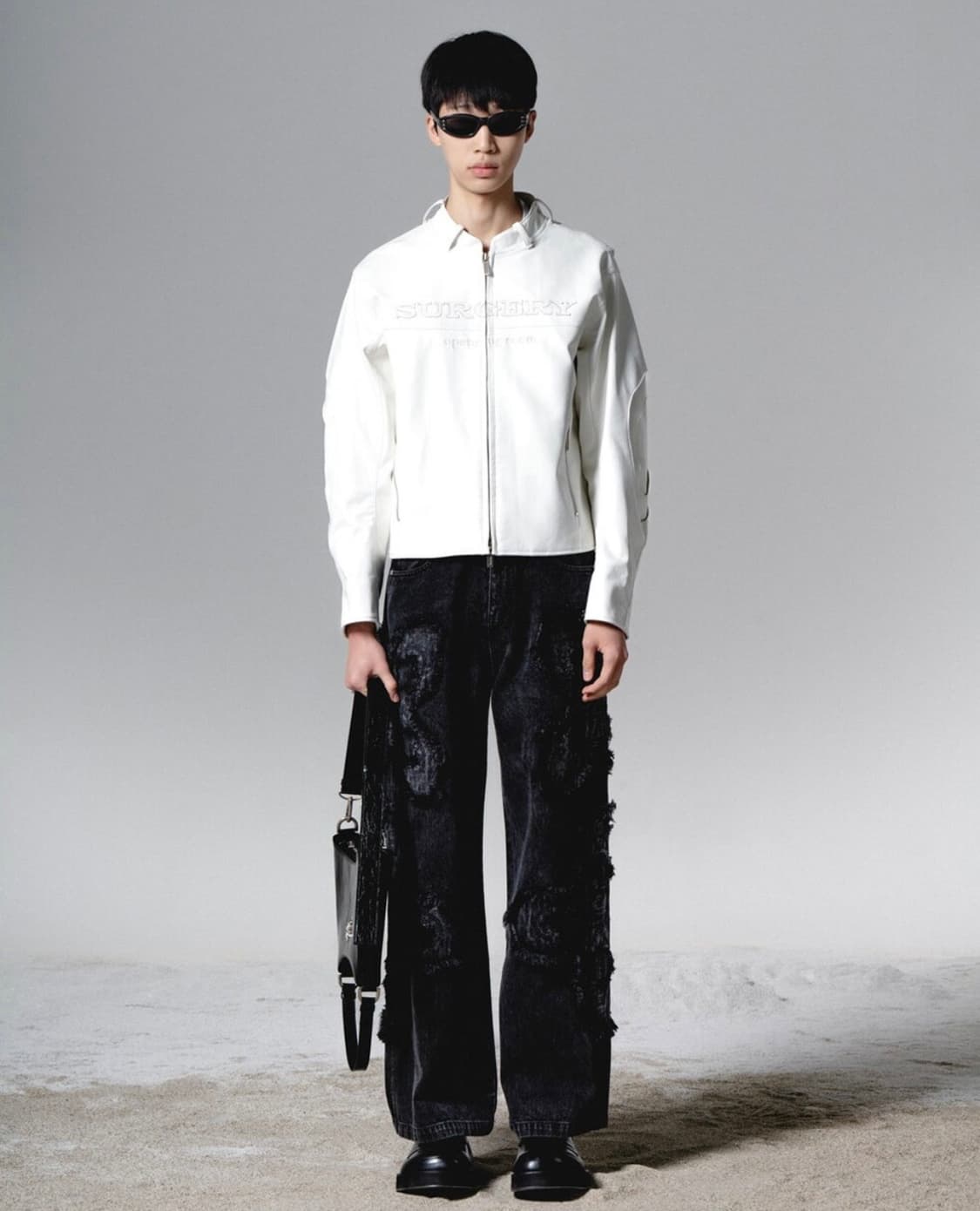 써저리 스트래텀 레더 자켓 화이트 (M) 상품이미지1