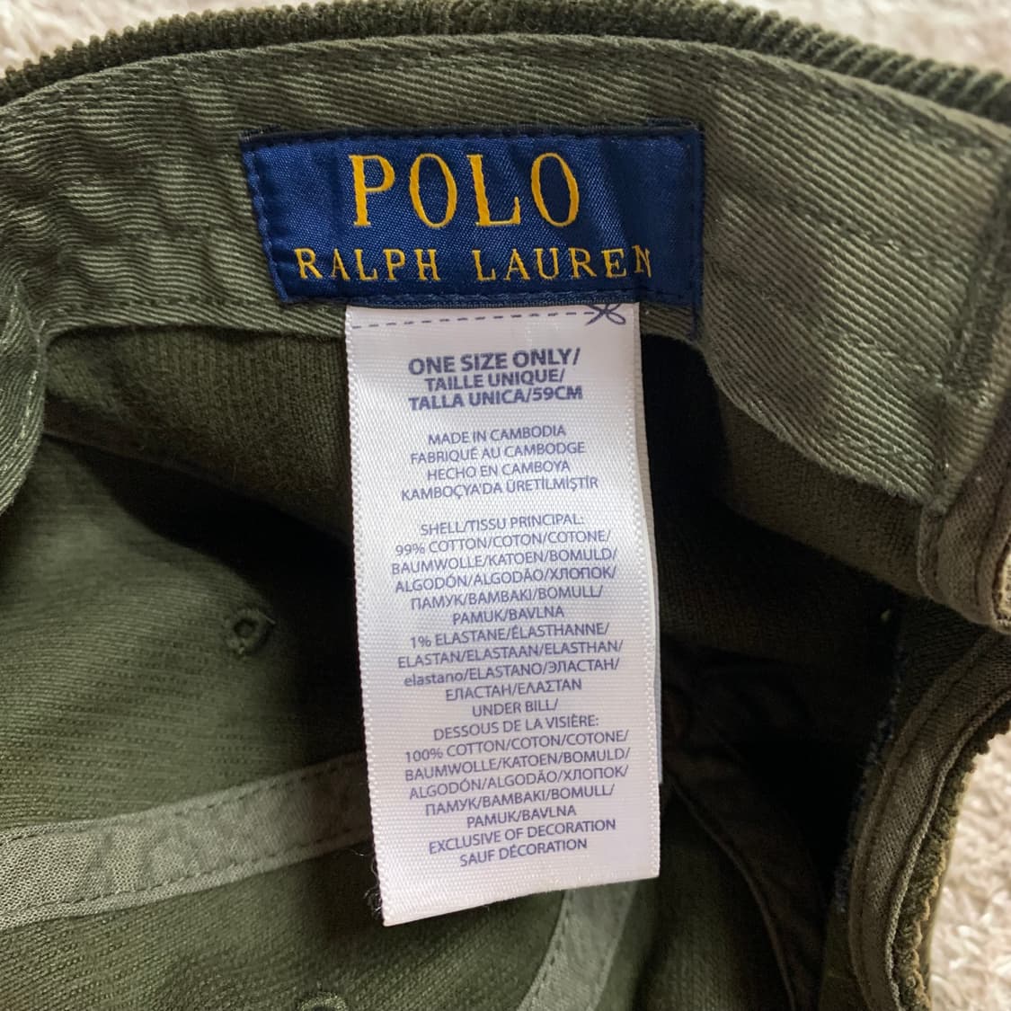 폴로 랄프로렌 코듀로이 캡  올리브카키 상품이미지2