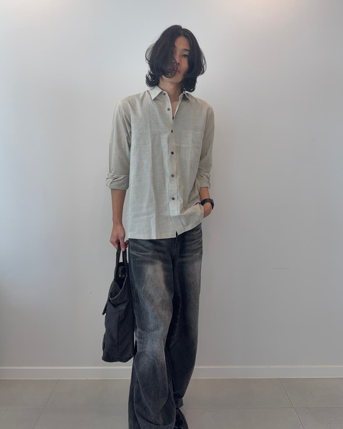 빈티지 린넨 블렌드 셔츠 베이지 상품이미지5