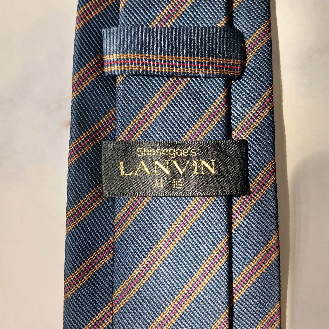 LANVIN 랑방 실크 네이비 스트라이프 넥타이 8cm A등급 E909
 상품이미지8