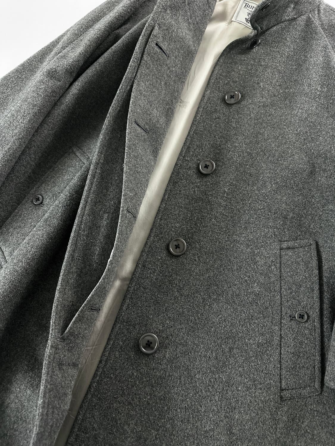 80~90s 빈티지 버버리 울 캐시미어 발마칸 코트 상품이미지5