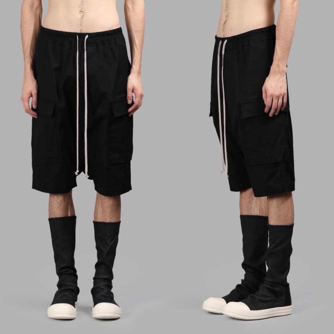 릭오웬스 17SS "WALRUS" 드로우스트링 카고 포드 쇼츠 블랙 상품이미지1