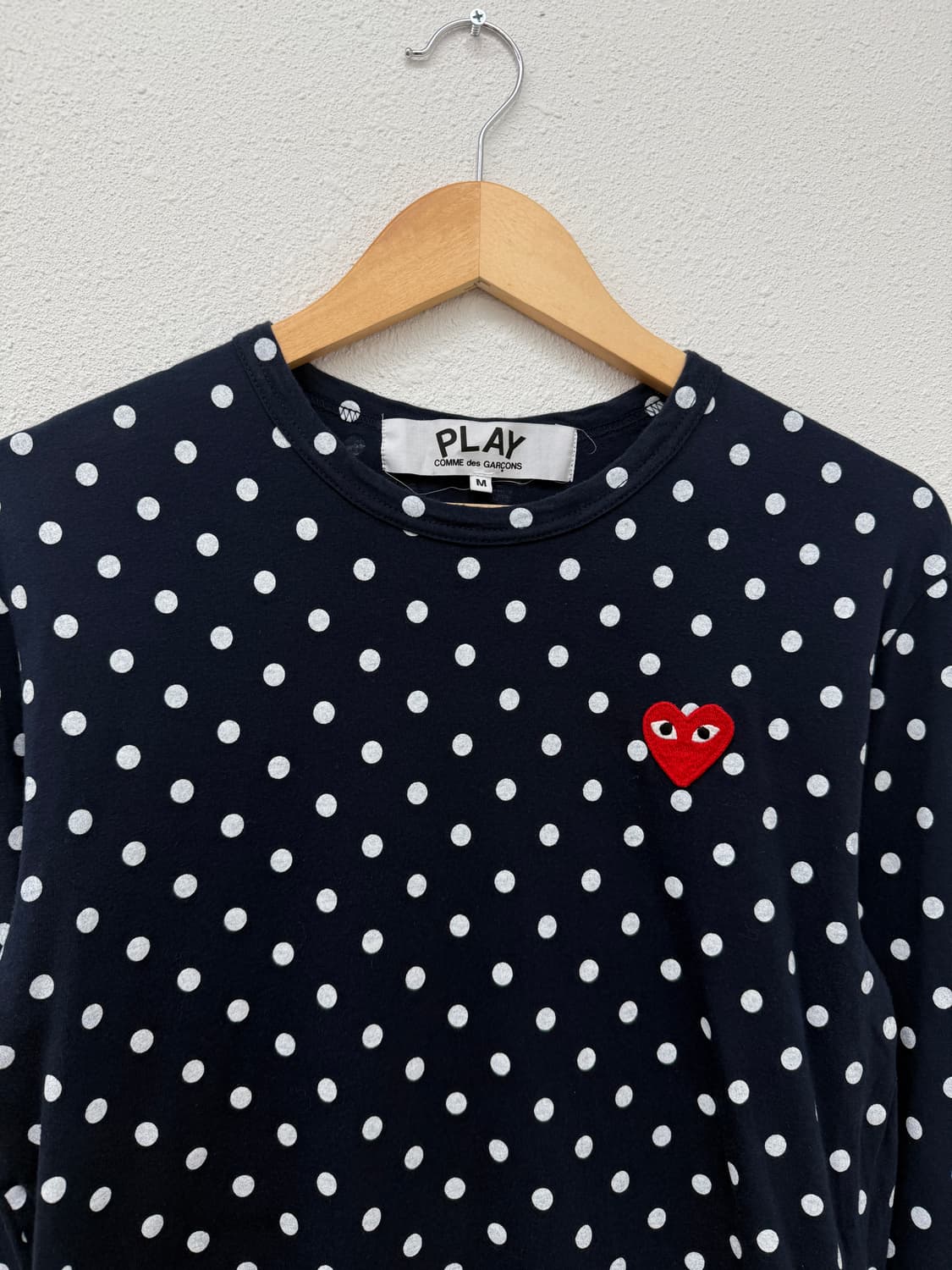 꼼데가르송 플레이 도트 긴팔 네이비 티셔츠 상품이미지2