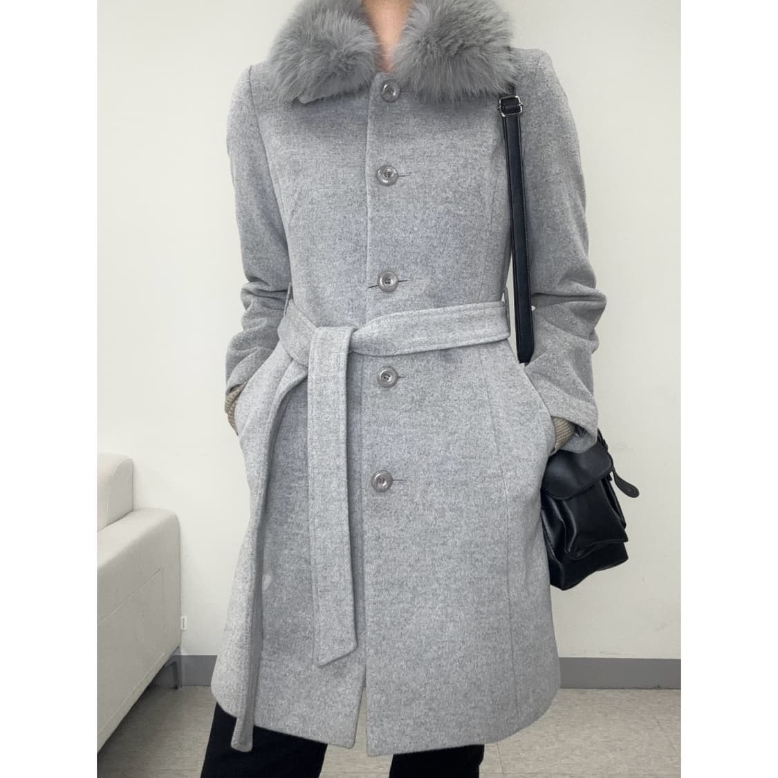 빈티지 데드스탁 그레이 앙고라 울 코트 상품이미지1