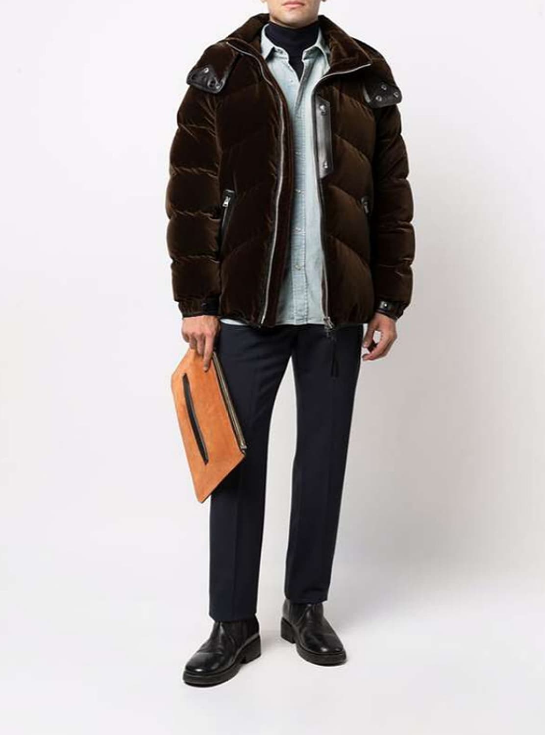 톰포드 레더 트리밍 벨벳 구스 다운 자켓 상품이미지1