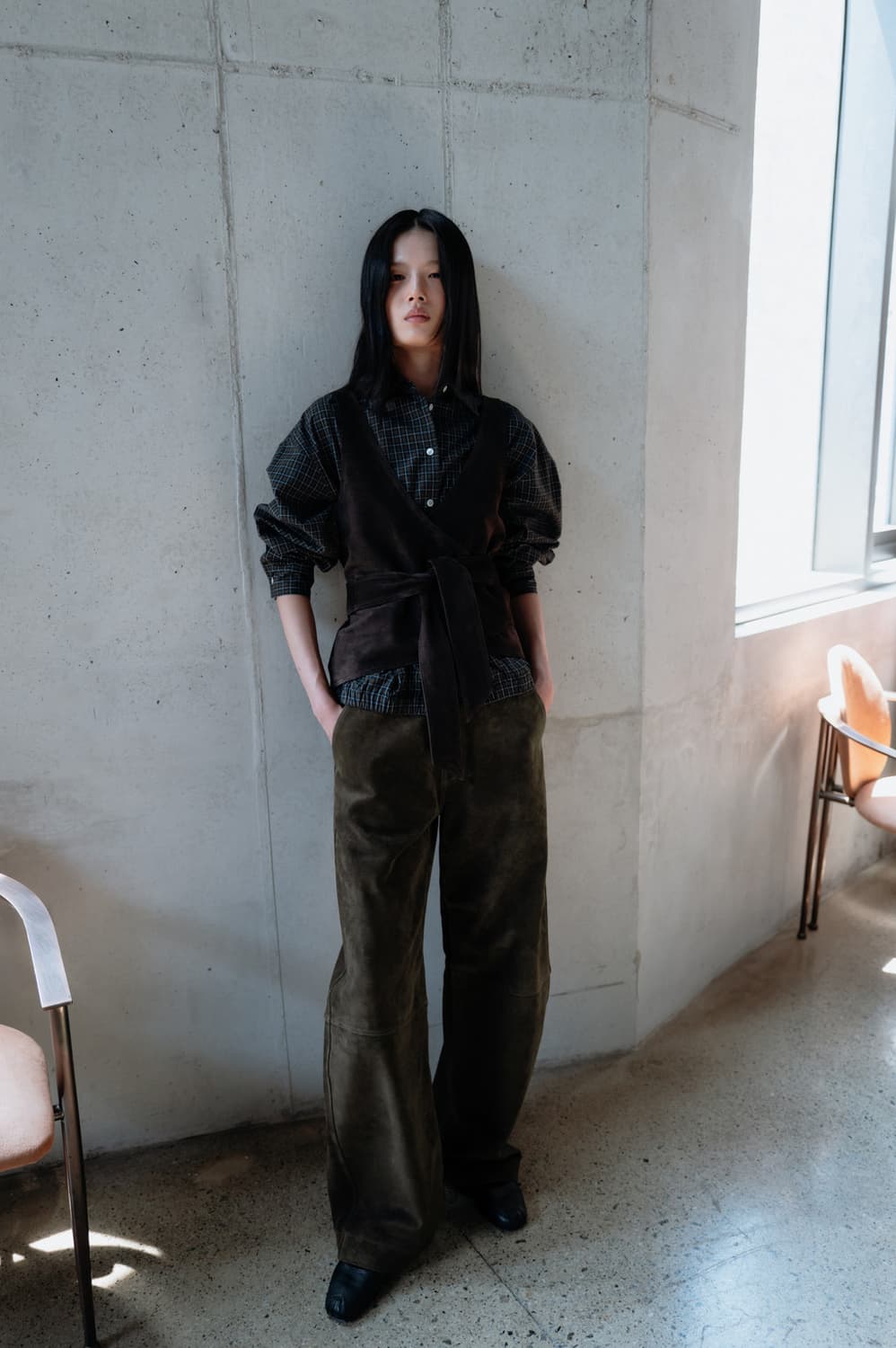 모노하 스웨이드 커브 팬츠 (새상품) / 여성팬츠 / 여성 바지 상품이미지1