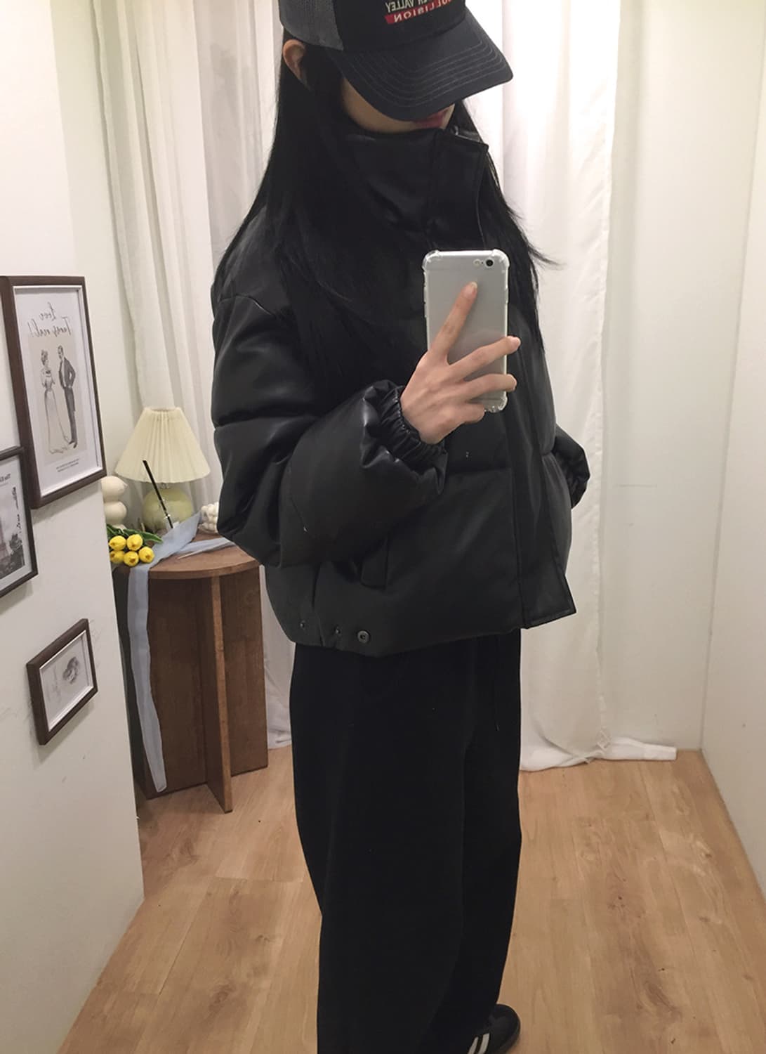 여성 빈티지 레더패딩점퍼 95~100 상품이미지3