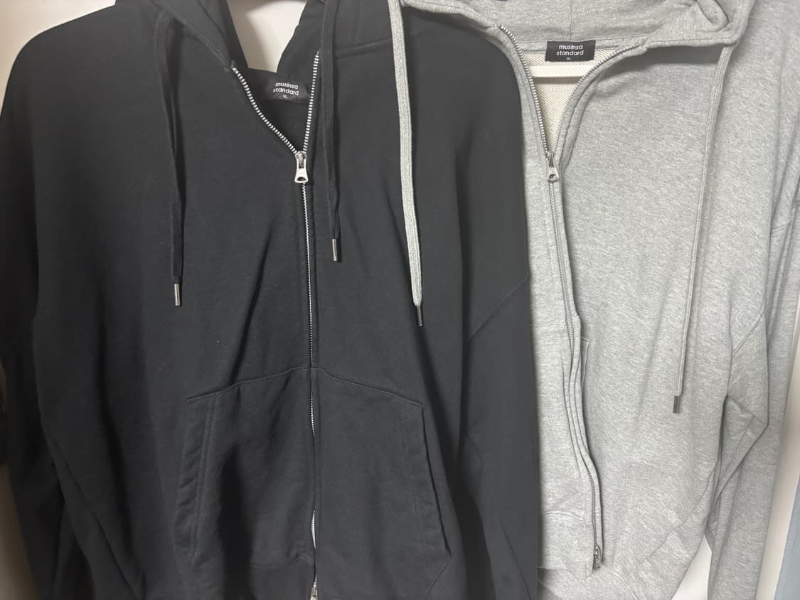 무탠다드 후드집업 블랙, 그레이 XL 상품이미지1
