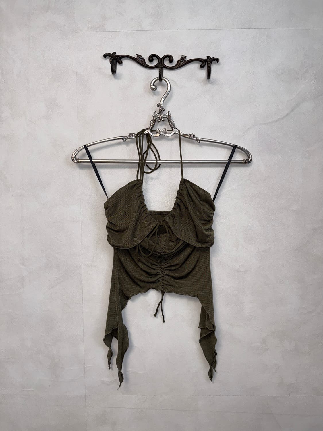Khaki fairy layered shirring sleeveless 상품이미지1
