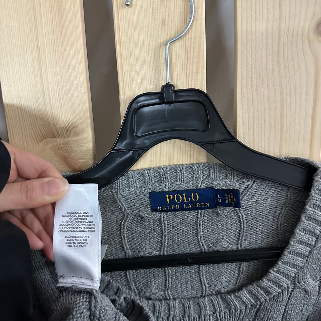(L) 폴로 랄프로렌 라운드넥 그레이 케이블 니트 스웨터 상품이미지6