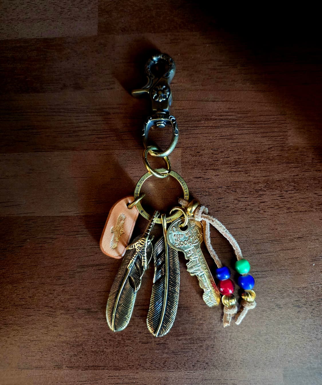 3cross gold brass double wing  keyring 상품이미지1