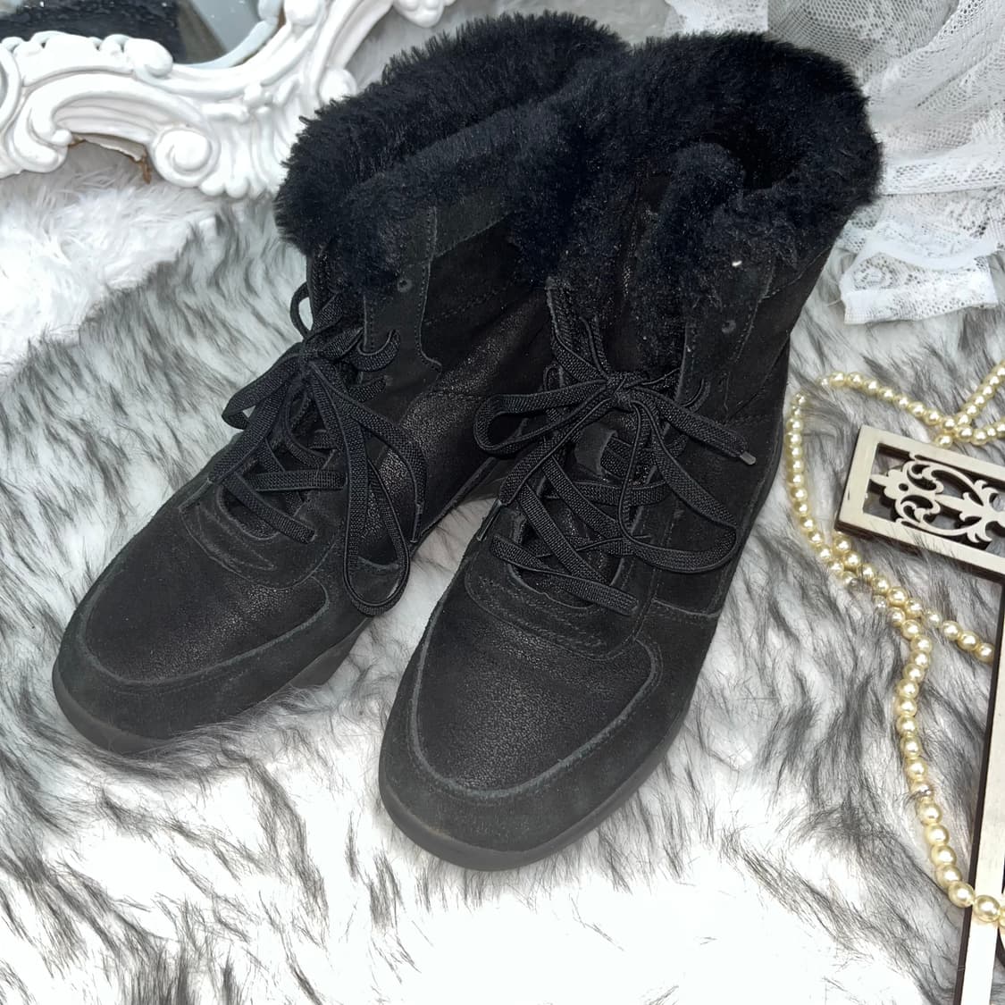 빈티지 블랙 퍼숏부츠 상품이미지3